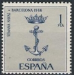 Sellos de Europa - Espa�a -  ESPAÑA 1966 1737 Sello Nuevo Semana Naval Barcelona Ancla