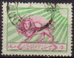 Stamps Asia - Iran -  IRAN 1950 Scott RA1 Sello Cruz Roja Irani y emblema sol Usado