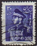 Stamps Iran -  IRAN 1951 Scott 964 Sello Retrato Militar Mohammad Reza Shah Pahlavi Usado