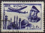 Sellos de Asia - Ir�n -  IRAN 1953 Scott C74 Sello Correo Aereo Avión sobrevolando Moscú y retrato Militar Mohammad Reza Shah
