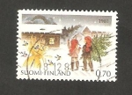 Stamps Finland -  853 - Navidad, niños llevando un pino