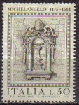 Stamps Italy -  ITALIA 1975 Scott 1176 Sello Arte Michelangelo Miguel Angel nicho en Palacio del Vaticano Michel 148