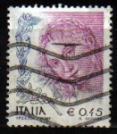 Stamps : Europe : Italy :  ITALIA 2002 Scott 2447 Sello Serie Basica Mujeres Venus de Urbino Pintura de Titian Usado Michel 282