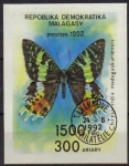 Stamps : Africa : Madagascar :  MADAGASCAR 1992 Scott 1087 Sello Nuevo HB Mariposa Chrysiridia Madagascariensis Matasellos de Favor 