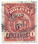 Stamps Bolivia -  Escudo de 1919 y 1923 sobrecargados