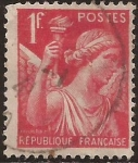 Stamps : Europe : France :  Iris  1938  1 Fr (rojo)