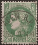 Sellos de Europa - Francia -  Ceres  1938  2,50 Fr (verde)