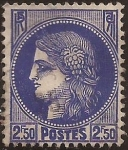 Stamps : Europe : France :  Ceres  1938  2,50 Fr (azul)
