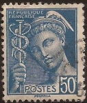 Sellos de Europa - Francia -  Mercurio  1938  50 cents (azul osc.)
