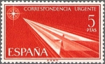 Stamps Spain -  ESPAÑA 1966 1765 Sello Nuevo Correspondencia Urgente Alegorias Avion Papel