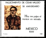 Stamps America - Mexico -  Fallecimiento de César Vallejo