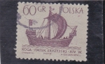 Sellos de Europa - Polonia -  embarcación medieval