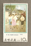 Stamps North Korea -  Carretera rural por la tarde