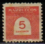 Stamps : Africa : Morocco :  MARRUECOS Español 1953 Edifil382 Sello Nuevo Cifras Arabesco nº control dorso y resto charnela