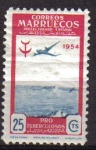 Stamps : Africa : Morocco :  MARRUECOS Español 1954 Edifil399 Sello Nuevo Aereo Costas de España nº control dorso