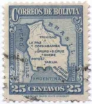 Sellos de America - Bolivia -  Mapa de Bolivia