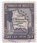 Stamps Bolivia -  Mapa de Bolivia