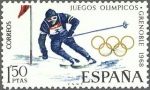 Stamps Spain -  ESPAÑA 1968 1851 Sello Nuevo Juegos Olimpicos Invierno Grenoble (Francia) Esqui