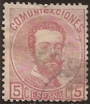 Stamps Spain -  Amadeo I  1872  5 cents