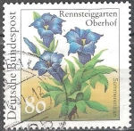 Stamps Germany -  Plantas en Rennsteiggarten, Oberhof (Verano de genciana, Gentiana acaulis ).  