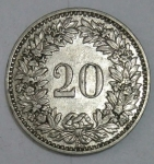 monedas de Europa - Suiza -  1921-20 cent