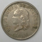 monedas de America - Colombia -  1888 - 5 centavos