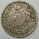 monedas de America - Colombia -  1886- 5 centavos