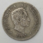 monedas de America - Colombia -  1911 plata 10 centavos