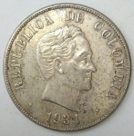 monedas de America - Colombia -  1934 plata 50 centavos
