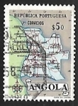 Sellos del Mundo : Africa : Angola : Mapa de Angola