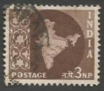 Sellos de Asia - India -  Map of India (1957)