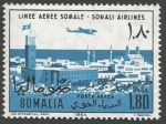 Stamps : Africa : Somalia :  Plane over Mogadishu.