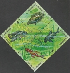 Sellos de Africa - Burundi -  Tenant with 4 Stamps - Fish