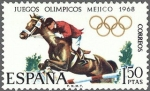 Stamps Spain -  ESPAÑA 1968 1886 Sello Nuevo XIX Juegos Olimpicos de Mexico Hipica