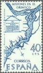 Stamps Spain -  ESPAÑA 1968 1889 Sello Nuevo Forjadores de America Plano de las Misiones del Orinoco