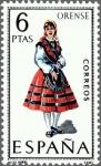 Stamps Spain -  ESPAÑA 1969 1908 Sello Nuevo Serie Trajes Tipicos Españoles Orense