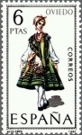 Stamps Spain -  ESPAÑA 1969 1909 Sello Nuevo Serie Trajes Tipicos Españoles Oviedo