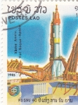 Stamps Laos -  AERONAUTICA- 10 ANIVERSARIO VUELO SOYUZ-APOLO