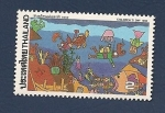 Stamps Thailand -  Día de los niños - el fondo del mar