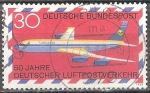 Sellos de Europa - Alemania -  50a  servicio de correo aéreo alemán.(Boeing 707 avión de pasajeros).