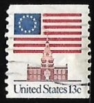 Sellos de America - Estados Unidos -  Bandera sobre Independence Hall