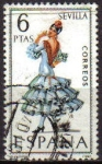 Stamps Spain -  España 1970 1956 Sello º Serie Trajes Regionales Sevilla Timbre Espagne Spain Spagna