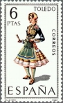 Stamps : Europe : Spain :  ESPAÑA 1970 1960 Sello Nuevo Serie Trajes Regionales Españoles Toledo c/señal charnela