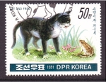 Stamps North Korea -  Gato y rana