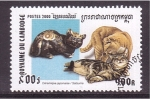 Sellos de Asia - Camboya -  serie- Gatos en el arte
