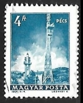 Stamps Hungary -  Torre de TV de Pécs