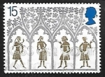 Sellos de Europa - Reino Unido -  Campesinos del siglo XIV desde vitrales