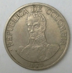 monedas de America - Colombia -  1975 - 1 peso