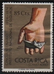 Stamps : America : Costa_Rica :  50th  ANIVERSARIO  DEL  INSTITUTO  NACIONAL  DE  SEGUROS.  MANO  CON  BARCO  DE  PAPEL.