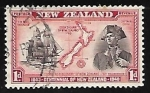 Sellos de Oceania - Nueva Zelanda -  Explorador y su velero